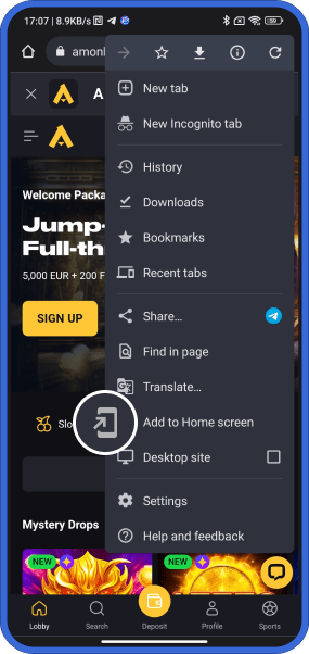 Step 2: Add to home screen